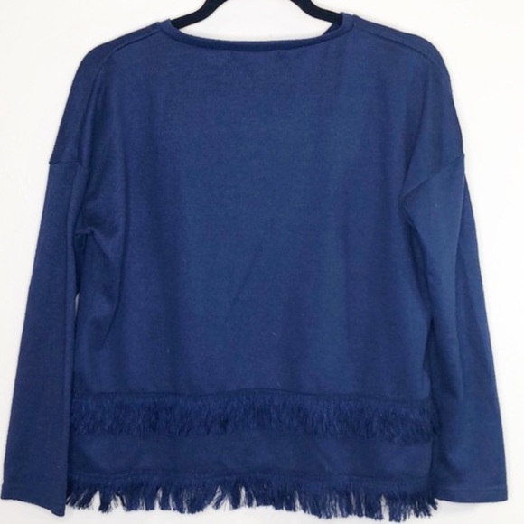 Sevendays Sunday blue fringe bottom sweater SZ M - Picture 1 of 3